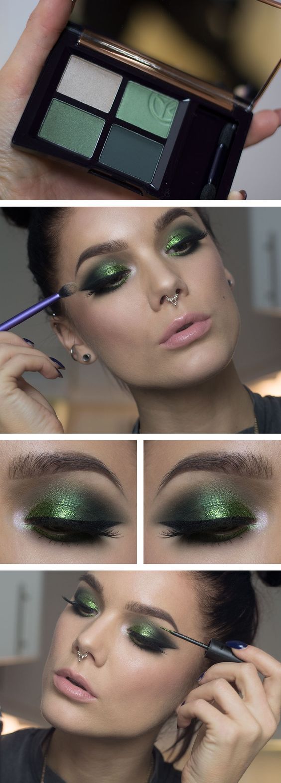 emerald green christmas makeup